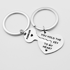 Key To My Heart Couple's Stainless Steel Chain Keychain Set