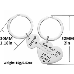 Key To My Heart Couple's Stainless Steel Chain Keychain Set