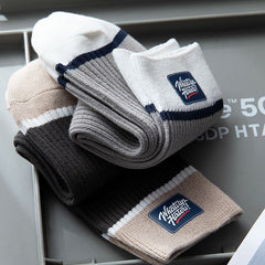 Men's Block Crew Socks Breathable Comfy Casual Unisex Socks