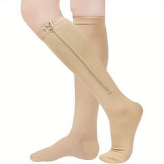 Men's Zippered Compression Sport Socks Sweat-Absorbing Nylon Breathable Socks