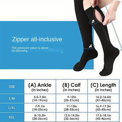 Men's Zippered Compression Sport Socks Sweat-Absorbing Nylon Breathable Socks