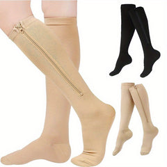 Men's Zippered Compression Sport Socks Sweat-Absorbing Nylon Breathable Socks