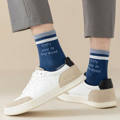 Men's Block Crew Socks Breathable Comfy Casual Unisex Socks