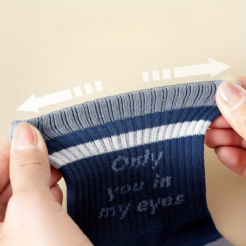 Men's Block Crew Socks Breathable Comfy Casual Unisex Socks