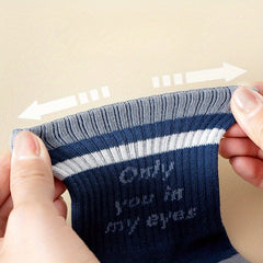 Men's Block Crew Socks Breathable Comfy Casual Unisex Socks