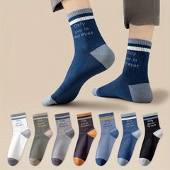 Men's Block Crew Socks Breathable Comfy Casual Unisex Socks