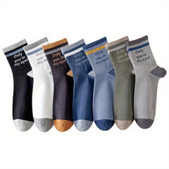 Men's Block Crew Socks Breathable Comfy Casual Unisex Socks