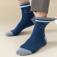 Men's Block Crew Socks Breathable Comfy Casual Unisex Socks