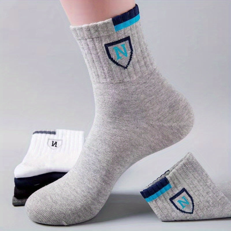 5 Pairs Men's Crew Socks Breathable Casual Unisex Socks All Seasons