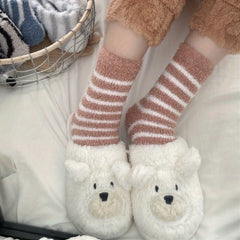 Men's Thermal Striped Crew Socks - Plush & Comfy - Outdoor Winter Wear