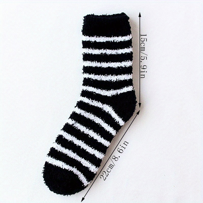 Men's Thermal Striped Crew Socks - Plush & Comfy - Outdoor Winter Wear