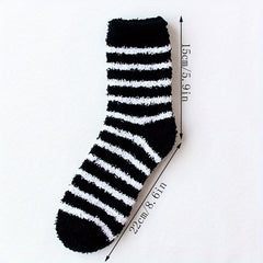 Men's Thermal Striped Crew Socks - Plush & Comfy - Outdoor Winter Wear