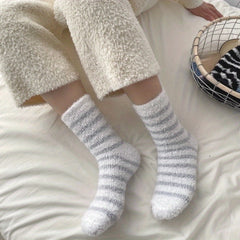 Men's Thermal Striped Crew Socks - Plush & Comfy - Outdoor Winter Wear