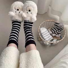 Men's Thermal Striped Crew Socks - Plush & Comfy - Outdoor Winter Wear