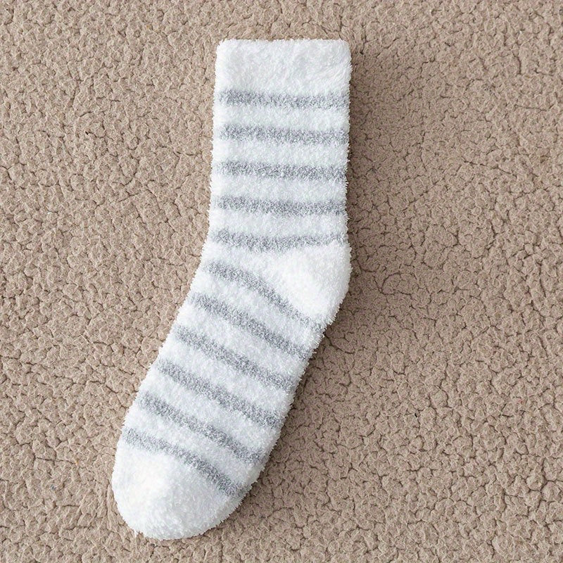 Men's Thermal Striped Crew Socks - Plush & Comfy - Outdoor Winter Wear