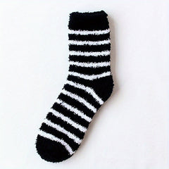 Men's Thermal Striped Crew Socks - Plush & Comfy - Outdoor Winter Wear