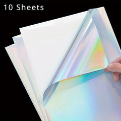10 Sheets Holographic Sticker Paper A4 Self Adhesive Waterproof Film