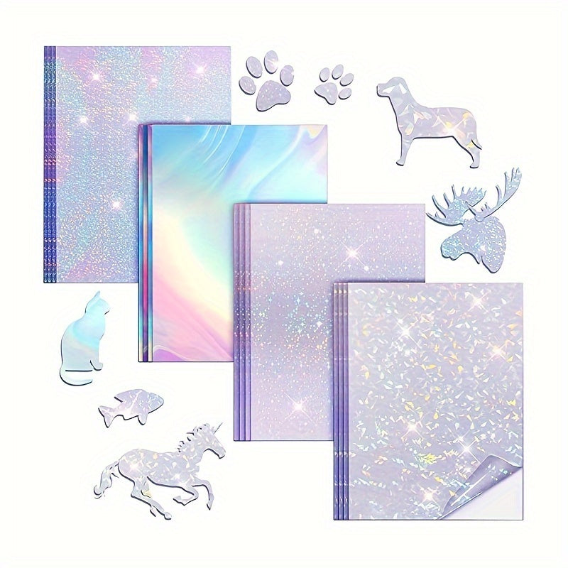 10 Sheets Holographic Sticker Paper A4 Self Adhesive Waterproof Film