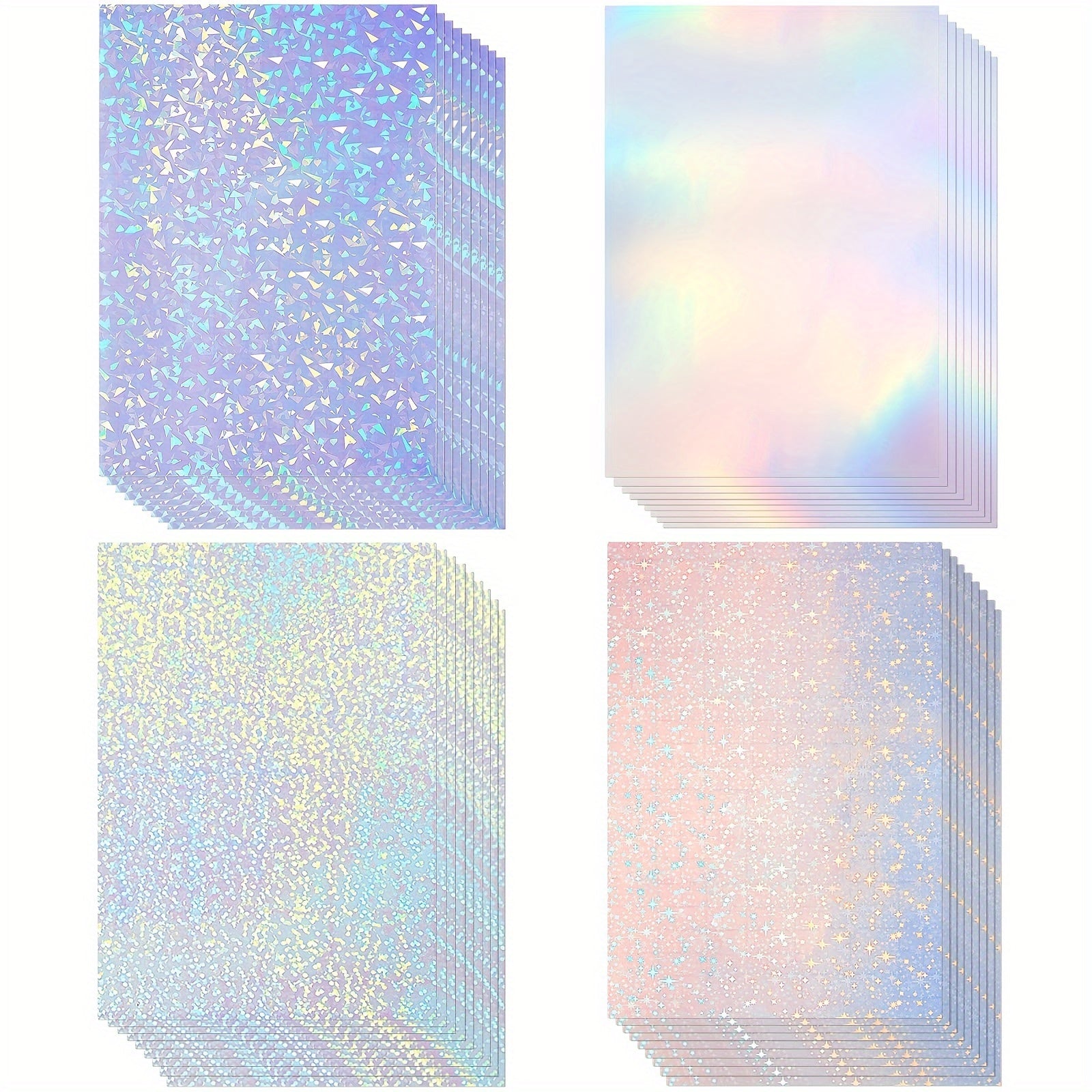 10 Sheets Holographic Sticker Paper A4 Self Adhesive Waterproof Film