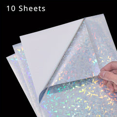 10 Sheets Holographic Sticker Paper A4 Self Adhesive Waterproof Film