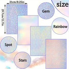 10 Sheets Holographic Sticker Paper A4 Self Adhesive Waterproof Film