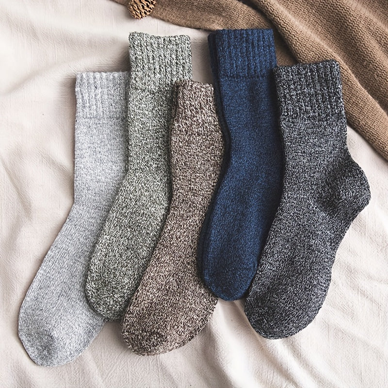 5 Pairs Men's Cartoon Crew Socks Warm Comfy Casual Unisex Outdoor Wearing