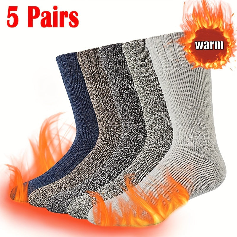 5 Pairs Men's Cartoon Crew Socks Warm Comfy Casual Unisex Outdoor Wearing