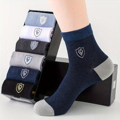 Men's Block Crew Socks Breathable Comfy Casual Unisex Socks