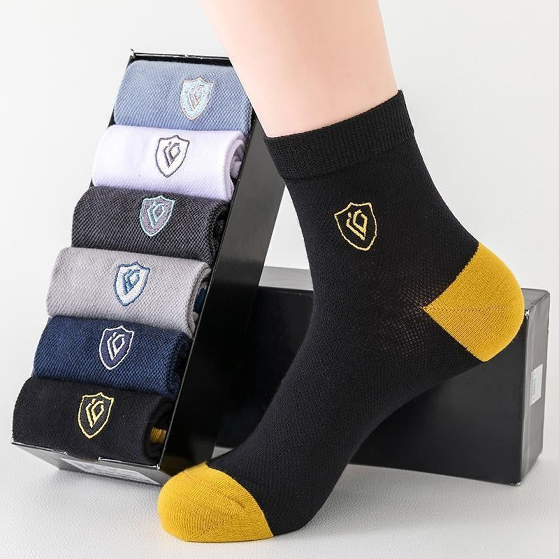 Men's Block Crew Socks Breathable Comfy Casual Unisex Socks