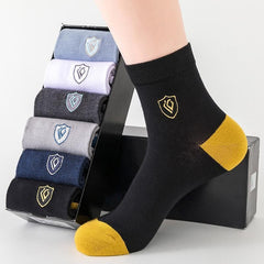 Men's Block Crew Socks Breathable Comfy Casual Unisex Socks