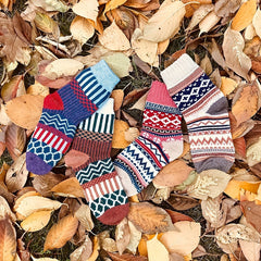 5 Pairs Men's Striped Crew Socks Wool Blend Warm Breathable Casual Unisex