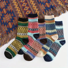 5 Pairs Wool Socks Winter Warm Soft Cozy Crew Socks Christmas Gift