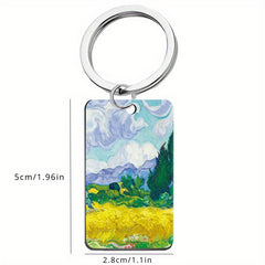 Retro Painting Keychain Pendant for Keys Backpacks Wallets