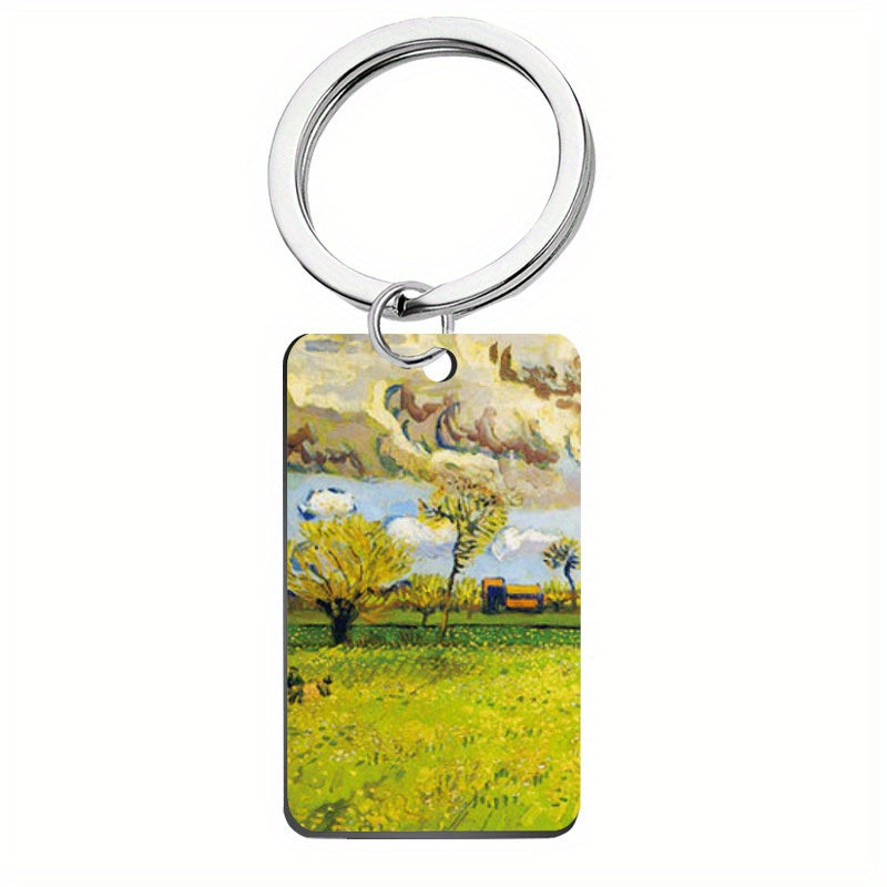 Retro Painting Keychain Pendant for Keys Backpacks Wallets