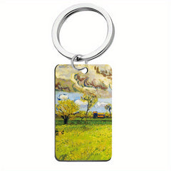 Retro Painting Keychain Pendant for Keys Backpacks Wallets