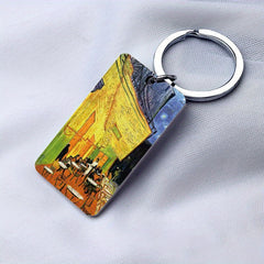 Retro Painting Keychain Pendant for Keys Backpacks Wallets