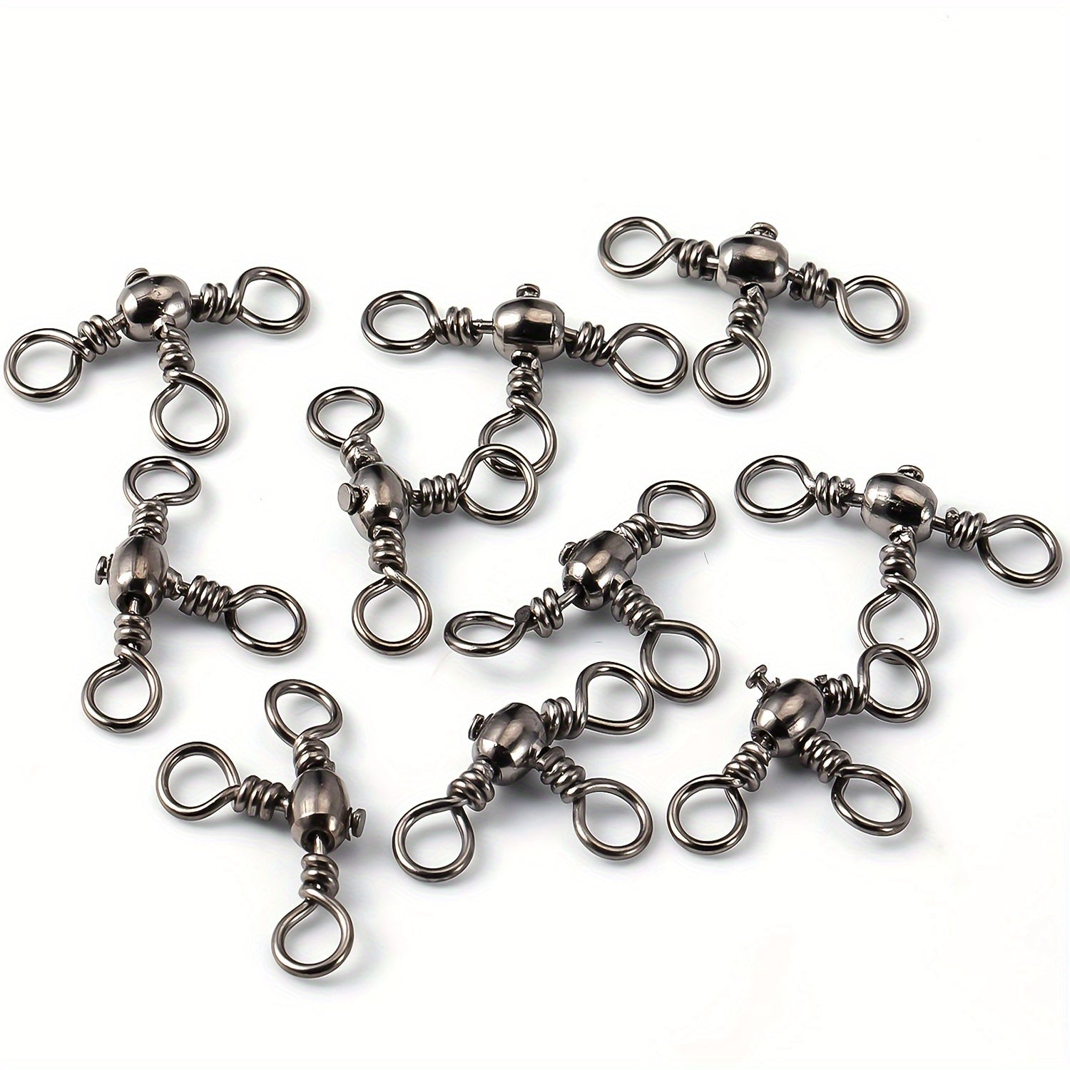 20pcs Stainless Steel 3 Way Fishing Connector Bearing Rolling Swivel