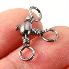 20pcs Stainless Steel 3 Way Fishing Connector Bearing Rolling Swivel