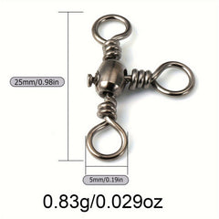 20pcs Stainless Steel 3 Way Fishing Connector Bearing Rolling Swivel