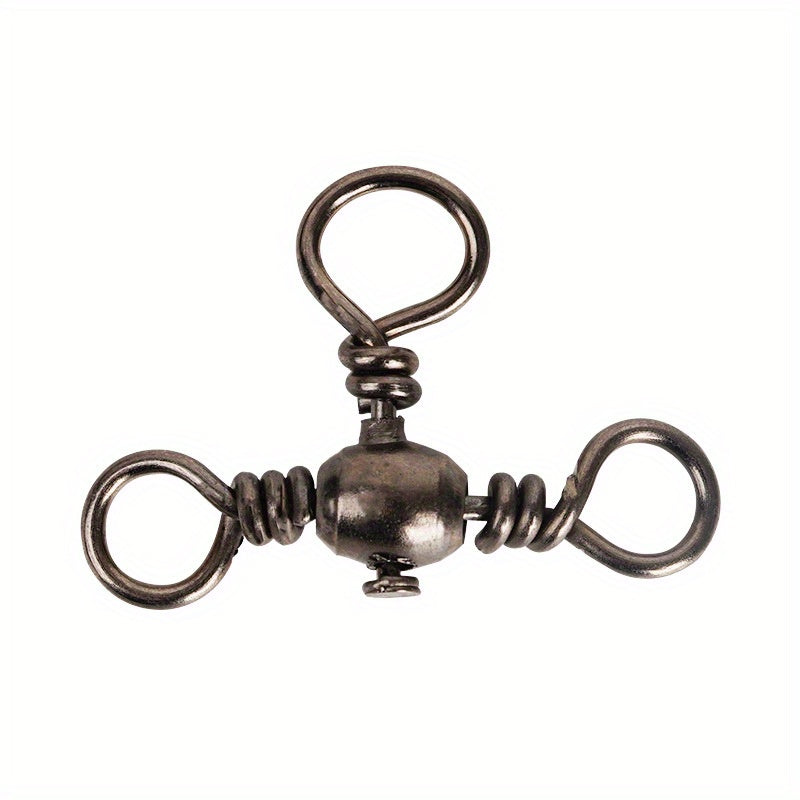 20pcs Stainless Steel 3 Way Fishing Connector Bearing Rolling Swivel