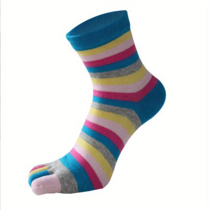 Rainbow Striped Girl's Split Toe Tabi Socks Low Cut Novelty Cotton Blnd