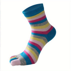 Rainbow Striped Girl's Split Toe Tabi Socks Low Cut Novelty Cotton Blnd