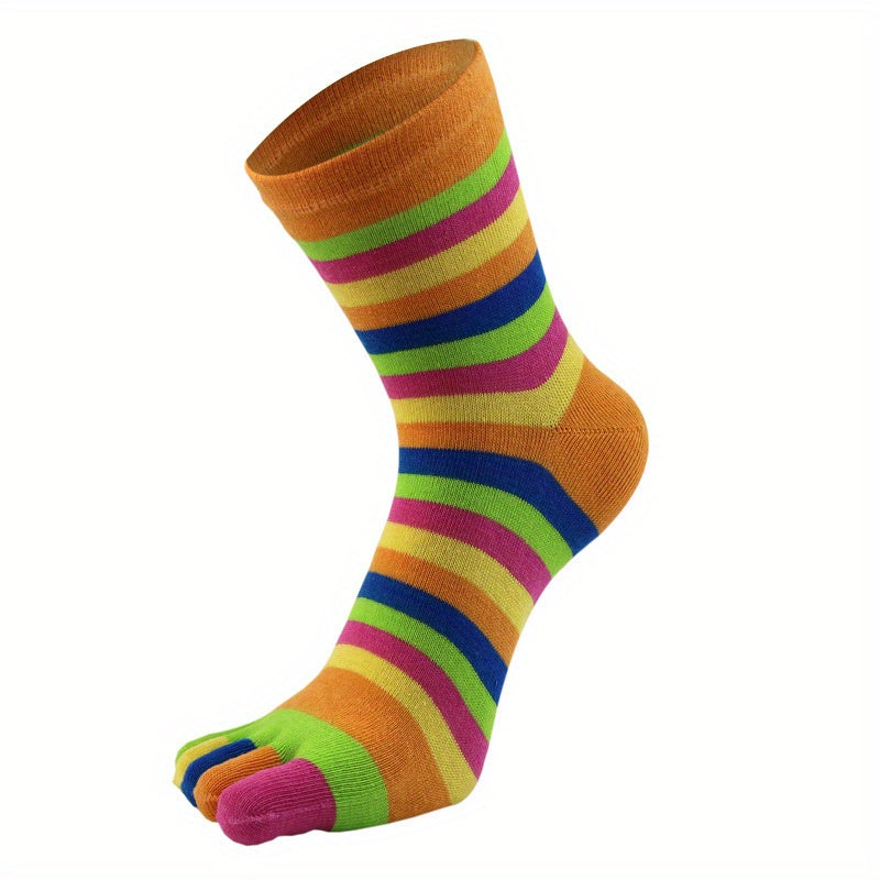 Rainbow Striped Girl's Split Toe Tabi Socks Low Cut Novelty Cotton Blnd