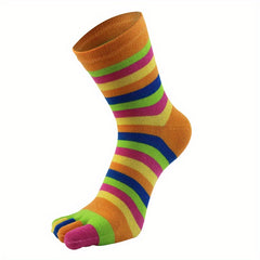 Rainbow Striped Girl's Split Toe Tabi Socks Low Cut Novelty Cotton Blnd