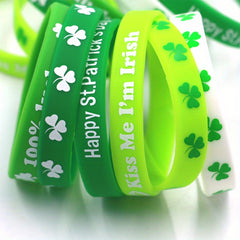 Stylish Green Shamrock Silicone Bracelet for St. Patrick's Day
