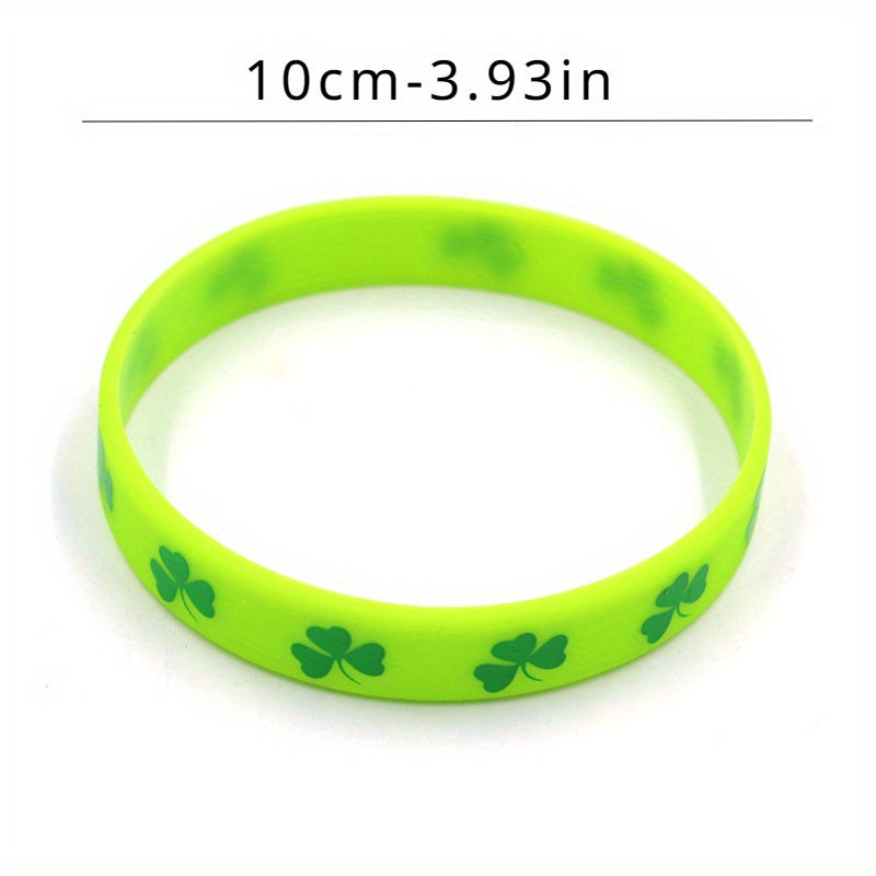 Stylish Green Shamrock Silicone Bracelet for St. Patrick's Day