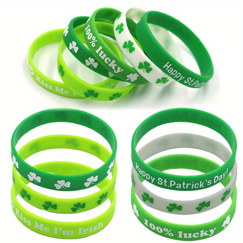Stylish Green Shamrock Silicone Bracelet for St. Patrick's Day