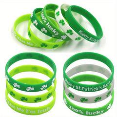 Stylish Green Shamrock Silicone Bracelet for St. Patrick's Day