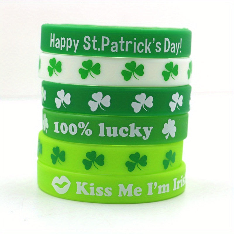 Stylish Green Shamrock Silicone Bracelet for St. Patrick's Day