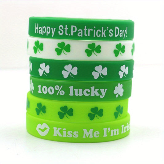 Stylish Green Shamrock Silicone Bracelet for St. Patrick's Day